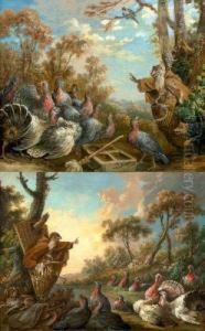 Les Singes Franciscains Prechant Aux Dindons, Une Paire by Alexis Peyrotte