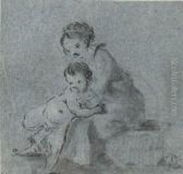 Une Mere Assise Avec Son Enfant - view 1