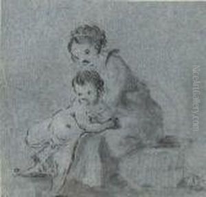 Une Mere Assise Avec Son Enfant by Alexis Peyrotte