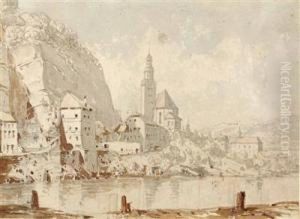 Blick Auf Die Mullner Kirche In Salzburg by Georg Pezolt