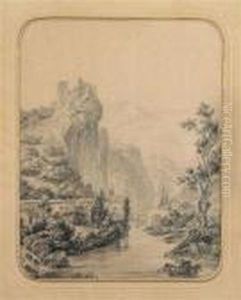 A Castle Above A Town by Georg Pezolt