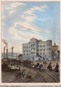 Rathaus Von Gmunden Mit Pferde-eisenbahn by Georg Pezolt