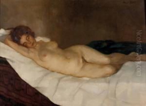 Liegender Frauenakt by Konrad Pfau