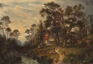 Sommerliche Landschaft Mit Wassermuhle by Francois Joseph I Pfeiffer