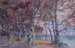 Herbstliche Landschaft Mit Blick Auf by Gustav Pflugradt