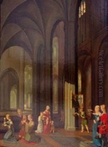 Kircheninterieur Mit Zahlreichen Personen by Franz Pforr