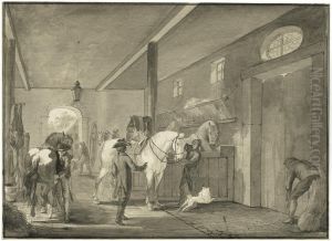 Vorbereitungen Zum Ausritt by Johann Georg Pforr