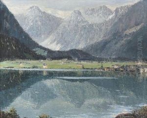 Sommerliche Ansicht Eines Bergsees. by Alois Pfund