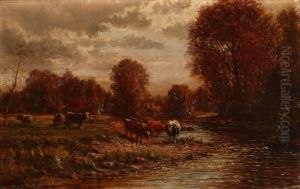 Landscape With Grazing Cattle by William Preston Phelps