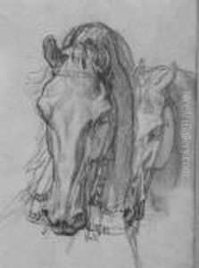 Deux Tetes De Chevaux by Henri Felix Emmanuel Philippoteaux