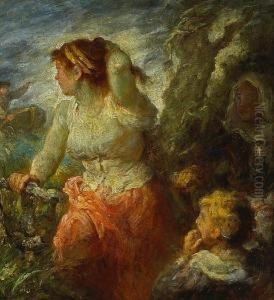 A Study Of A Woman With A Child By Herside by Hermann August Philips
