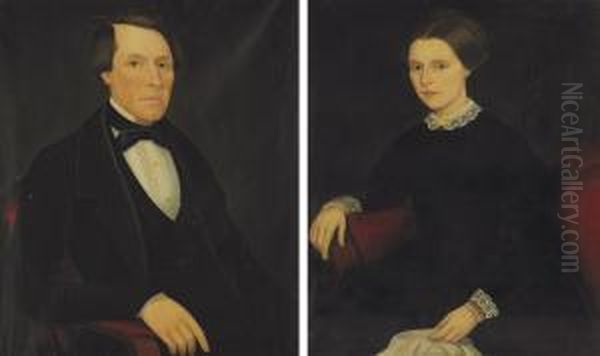 A Pair Of Portraits Of Theron Daniel Ludington (1826-1900) And Eleanor Bailey Ludington (1826-1863) - view 1