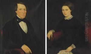 A Pair Of Portraits Of Theron Daniel Ludington (1826-1900) And Eleanor Bailey Ludington (1826-1863) by Ammi Phillips