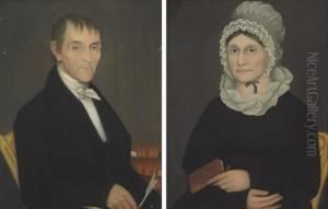 Portraits Of Mr. William Shuneman And Mrs. Eliza Demyer Shuneman by Ammi Phillips