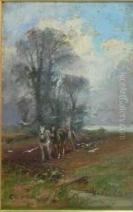 Ploughing In March by Charles Gustav Louis Phillips