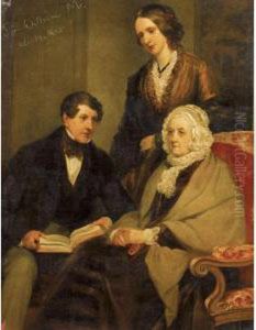 Portrait Of Sir William Fowle Middleton, 2nd Bt., With His Wife Anne Cust And His Mother Harriet, Lady Middleton. by Henry Wyndham Phillips