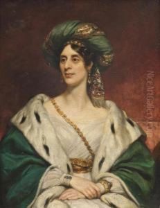 Portrait Of A Lady, Traditionally Identified As Mrs. Henry Preston, Half-length, In Oriental Costume by Thomas Phillips