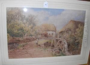 A Cornish Farmyard, Signed, Watercolour by James George Philp
