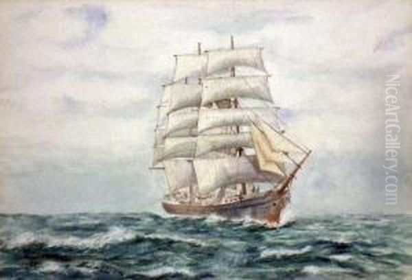 Seascapes With Schooners In Full Sail - view 1