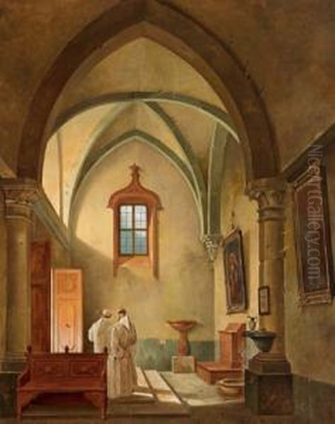 Monche In Einem Kircheninterieur - view 1