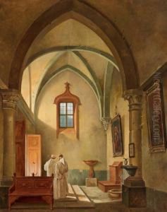 Monche In Einem Kircheninterieur