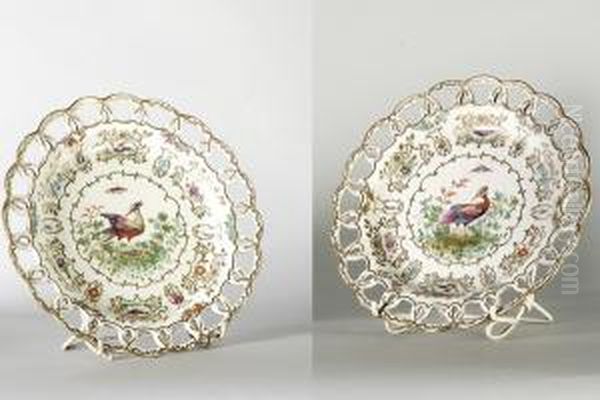 Decorati Al Centro Con Uccelli E Ornati, Tesa Traforata, Marcati: Booths-chelsea-birds - view 1