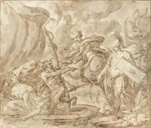 Satyres Et Guerriers by Guiseppe Piattoli