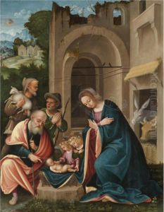 The Adoration Of The Shepherds by Martino Piazza Di Lodi