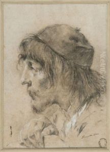 Tete D'homme De Profil by Giovanni Battista Piazzetta