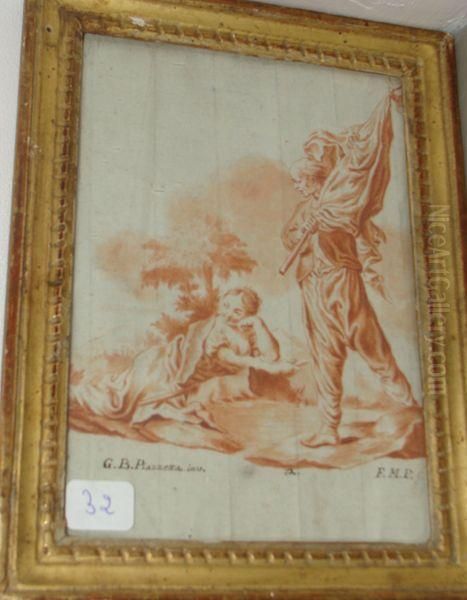 Femme Allongee Et Porteur D'oriflamme - view 1