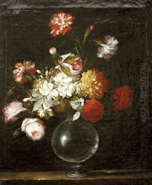 Bouquet De Fleurs Dans Un Vase De Verre - view 1
