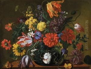 Natura Morta Floreale In Un Vaso by Jean Picart