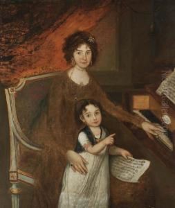 Madre Con Bambina Al Pianoforte by Matteo Picasso