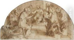 A Lunette With Christ Among The Doctors by Giorgio Picchi