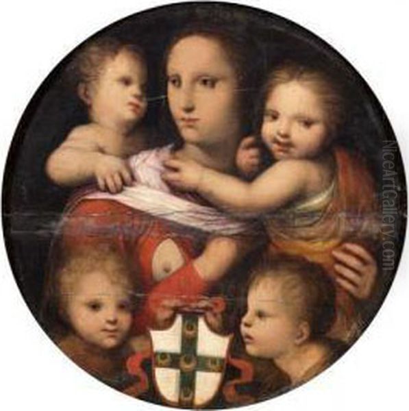La Charite Et Deux Amours Tenant Le Blason De La Famille Piccolomini - view 1