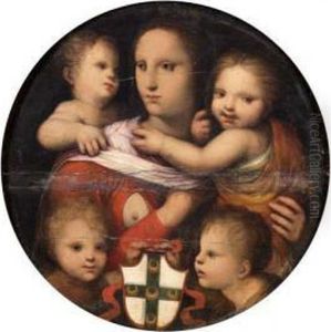 La Charite Et Deux Amours Tenant Le Blason De La Famille Piccolomini by Andrea Piccinelli Il Brescianino