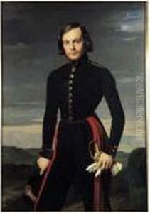 Portrait De Jean Eyquem De Trois-quarts Devant Un Paysage