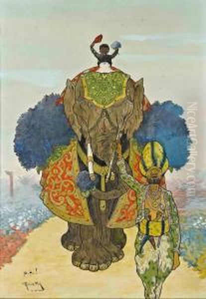 Elephant En Procession - view 1