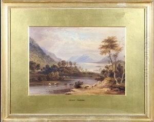 An Extensive River Landscape With Cattle In The Foreground An Extensive River Landscape With Cattle In The Foreground