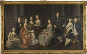 Portrait Of Sir Wolstan Dixie, 4th Bt. (1701-1767), Of Bosworthhall, Leicestershire, And His Family, Seated Around Aharpsichord