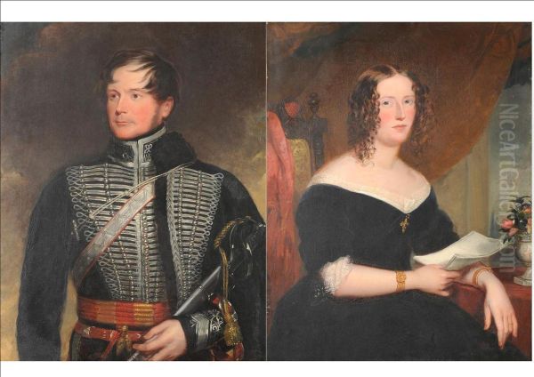 Portrait Of John Simpson Md, Of Castle Lodge, Yorkshire, Son Of William Simpson Esq, Wearing The Uniform Of The Yorkshire Hussars And Holding His Sword In His Left Hand - view 1