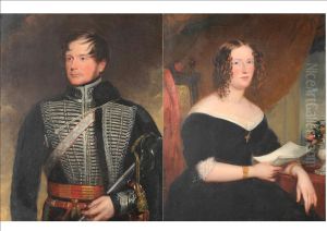 Portrait Of John Simpson Md, Of Castle Lodge, Yorkshire, Son Of William Simpson Esq, Wearing The Uniform Of The Yorkshire Hussars And Holding His Sword In His Left Hand by Henry William Pickersgill