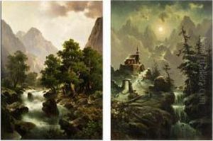 Paar Hochgebirgslandschaften by Anton Pickert