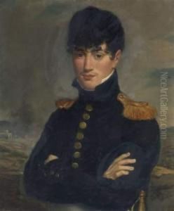 Portrait D'un Jeune Lieutenant De L'armee Imperiale Sur Fond De Paysage by Francois Edouard Picot