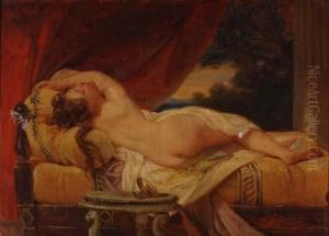 Jeune Femme Nue Etendue Sur Un Sofa by Francois Edouard Picot