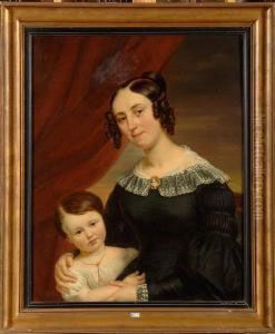 Portrait De Therese Beyaert Et De Sa Fille Elvina by Charles Picque