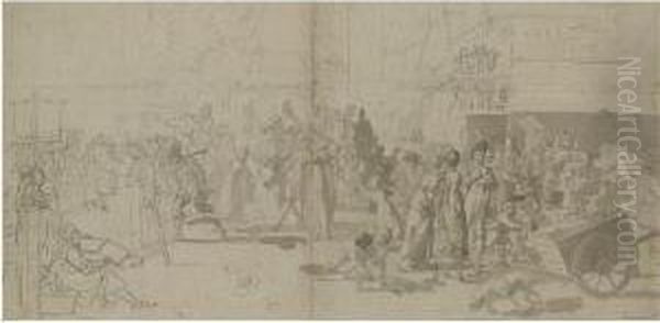 A Street Scene In The Empire Period, Unfinished - view 1