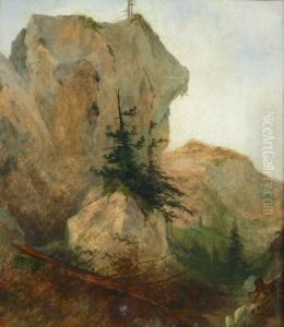 Klipplandskap Med Trad by August Bedrich Piepenhagen