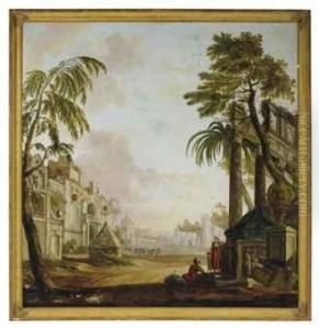 Resting Traveller Amongst Classical Architectural Ruins; And Acompanion Painting