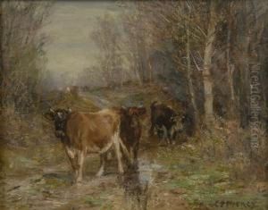 Cows Along A Path by Charles Franklin Pierce